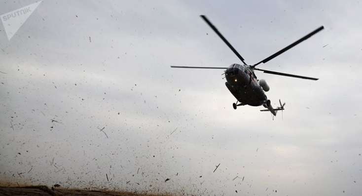 Qazaxıstanda hərbi helikopter 