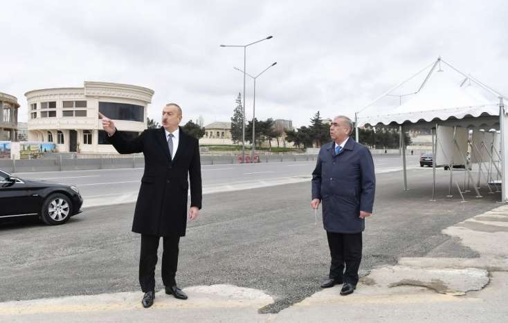 Prezident İlham Əliyev Bakı-Sumqayıt yolunun genişləndirilməsi çərçivəsində görülən işlərlə tanış olub - 
