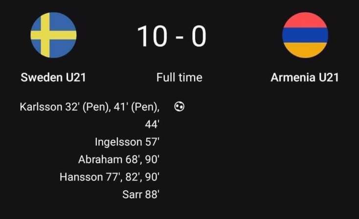 Ermənistan millisi 0:10 hesabı ilə uduzdu