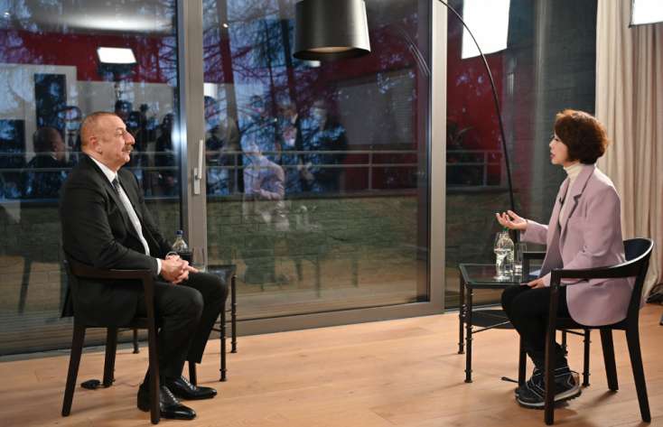İlham Əliyev Davosda Çinin CGTN televiziya kanalına müsahibə verib - 