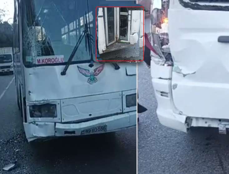 Bakıda sükan arxasında telefonla danışan avtobus sürücüsü qəza törətdi - 