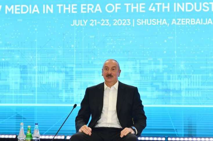 Prezident Şuşa Qlobal Media Forumunda çıxış edir - 