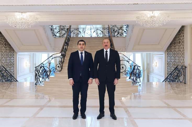 Prezident İlham Əliyev Gürcüstan parlamenti sədrini qəbul edib -