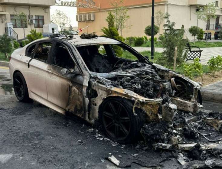 “BMW F10” bulvarda belə yandı - 