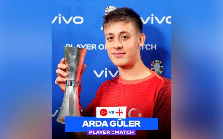 Arda Gülər Türkiyə - Gürcüstan matçının ən yaxşı futbolçusu seçilib
