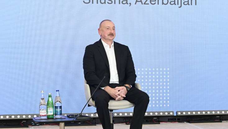 İlham Əliyev Şuşada 2-ci Qlobal Media Forumunda çıxış edir - 