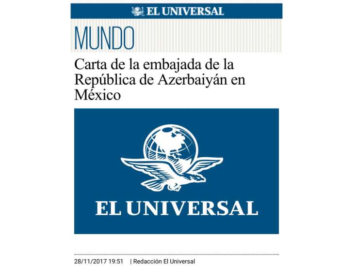 Meksika mətbuatı Qarabağ münaqişəsi ilə bağlı məktubu dərc edib
