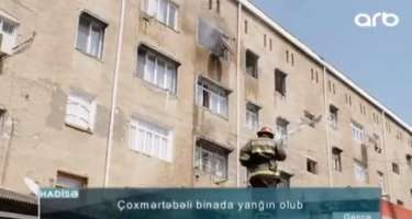 Gəncədə çoxmərtəbəli binada yanğın: zəhərlənənlər var -