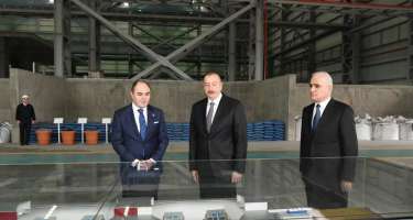 Azərbaycan Prezidenti Sumqayıt Kimya Sənaye Parkında əlvan metallar və ferroərintilər zavodunun açılışında iştirak edib -