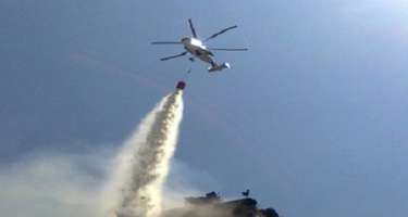 Yanğın yerinə helikopter cəlb olunub