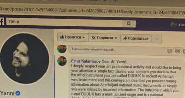 Elnur Kələntərov Yanniyə irad bildirdi
