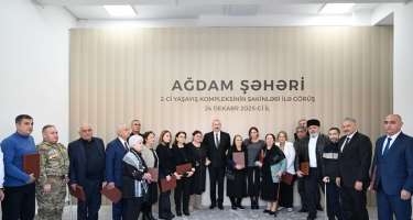 İlham Əliyev Ağdamda yaşayış kompleksinin açılışında iştirak etdi