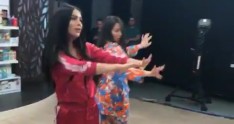 Damla əkizlərlə efir arxasında 