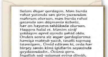 Sinif yoldaşı şəhid olan azərbaycanlı qızın