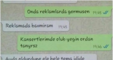 Azərbaycanlı aktrisanın “WhatsApp” yazışması yayıldı