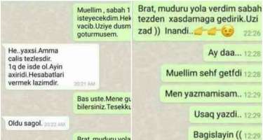 Müdirlə işçinin “WhatsApp” yazışması yayıldı