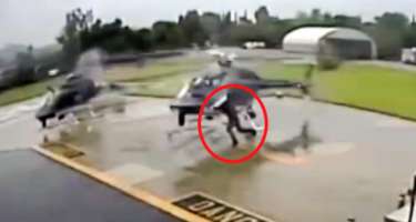 Pilot manevr edən helikopterə çırpıldı