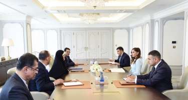  Mehriban Əliyeva İran prezidentinin müavini ilə görüşüb