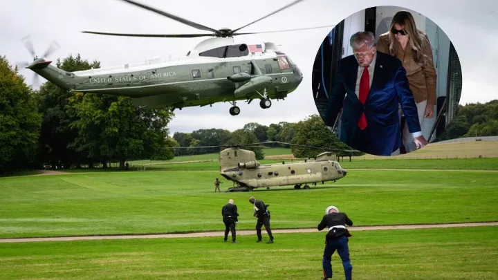 Trampın helikopteri sərnişin təyyarəsinə normadan artıq yaxınlaşıb
