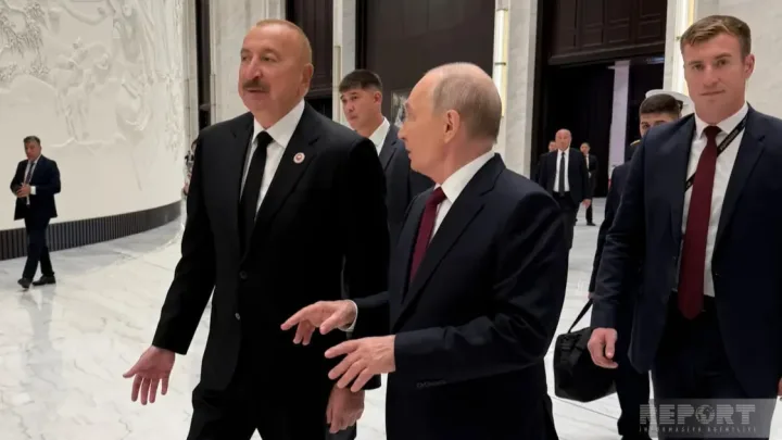 İlham Əliyev Bişkekdə Putinlə ayaqüstü görüşdü - 