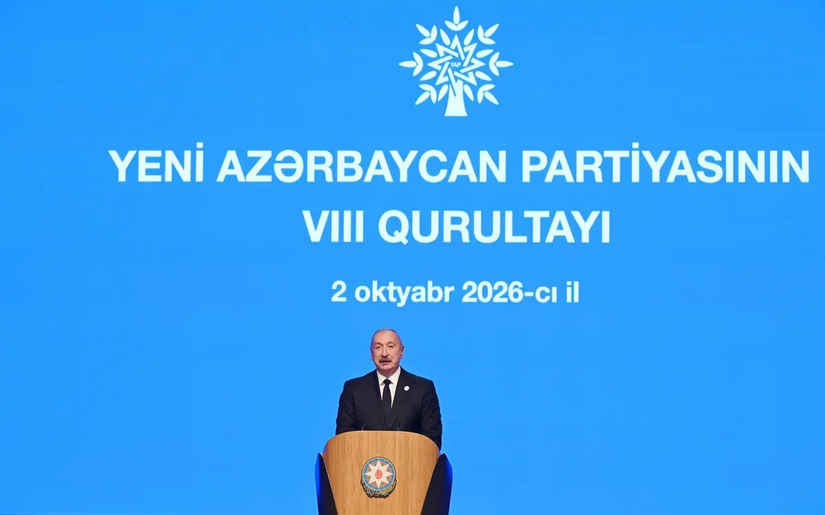İlham Əliyev YAP-ın VIII Qurultayında çıxış edir