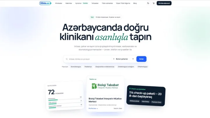 Klinio.az Azərbaycanda həkim və klinikaları tapmağı asanlaşdırır