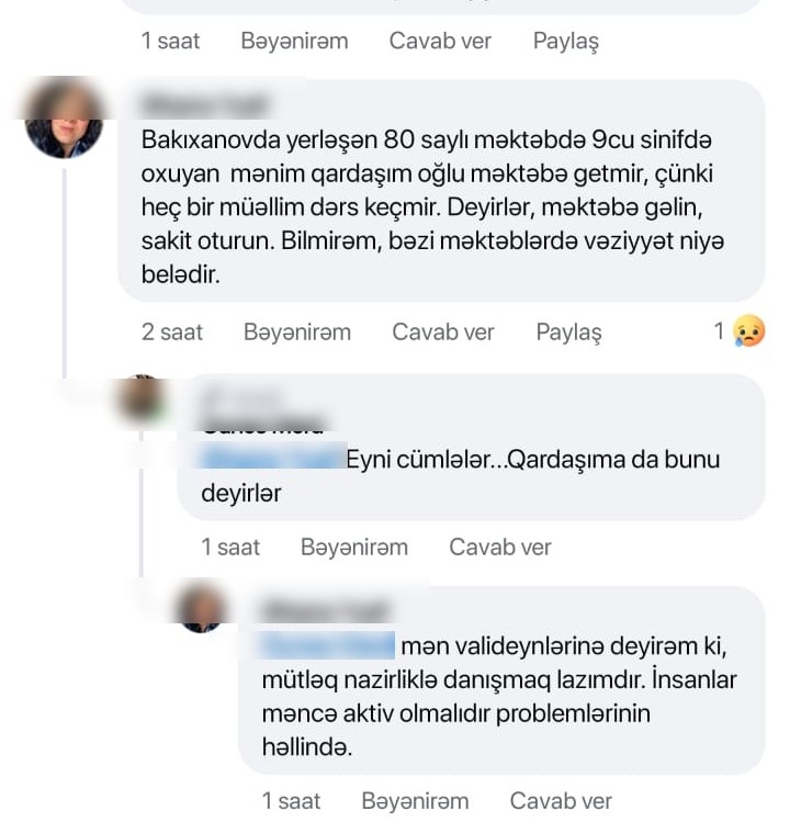 Yuxarı siniflərdə niyə dərs keçirilmir? 