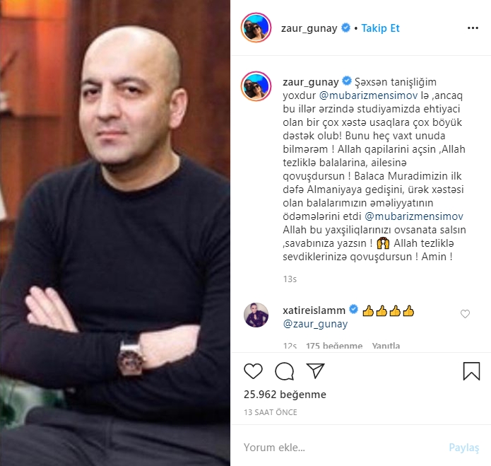 Zaur Baxşəliyevdən Mübariz Mənsimov barəsində 