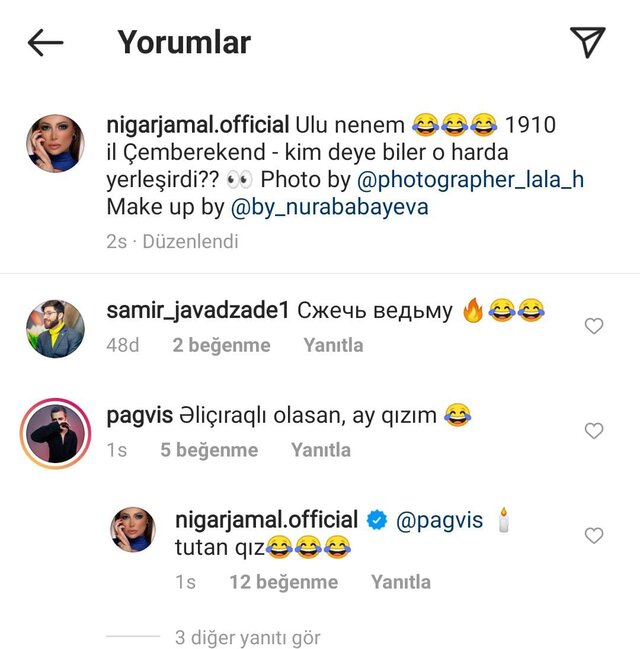 Nigar Camalın bu fotosuna izləyicinin reaksiyası: 