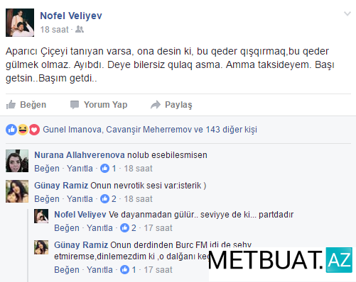 Əməkdar artist aparıcı Çiçəyi təhqir etdi