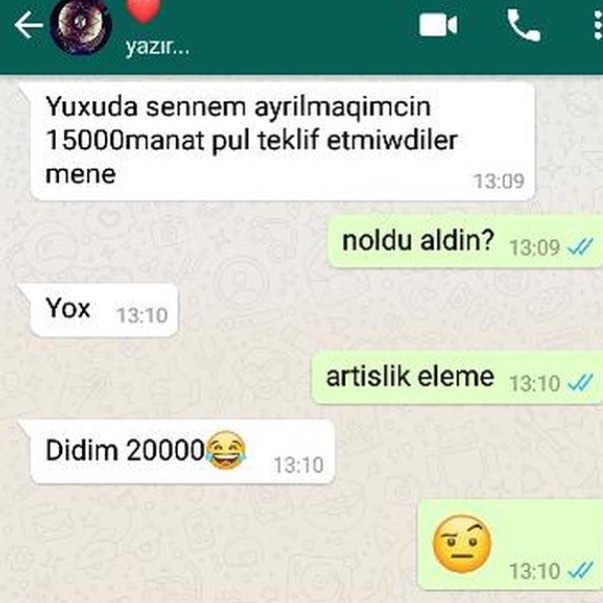 Bu "WhatsApp" yazışması sosial şəbəkələrdə rekord qırır
