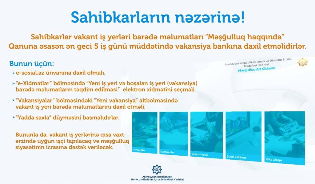 Bu məlumatlar ən gec 5 iş günü müddətində 