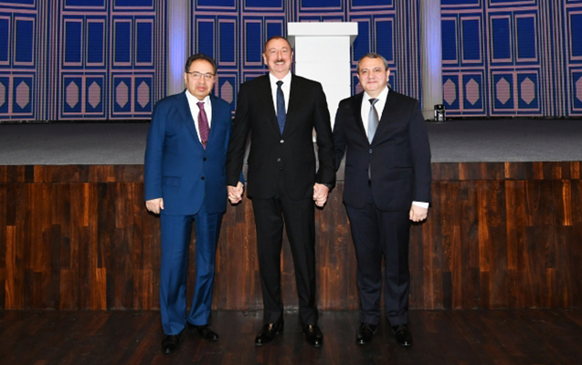 Prezident BDU-nun sabiq və indiki rektoru ilə -