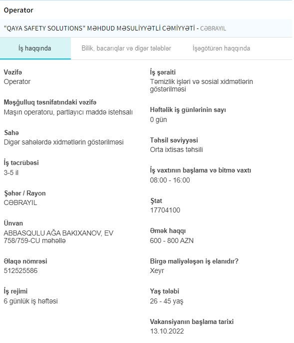 Qarabağda işləmək istəyənlərin NƏZƏRİNƏ -
