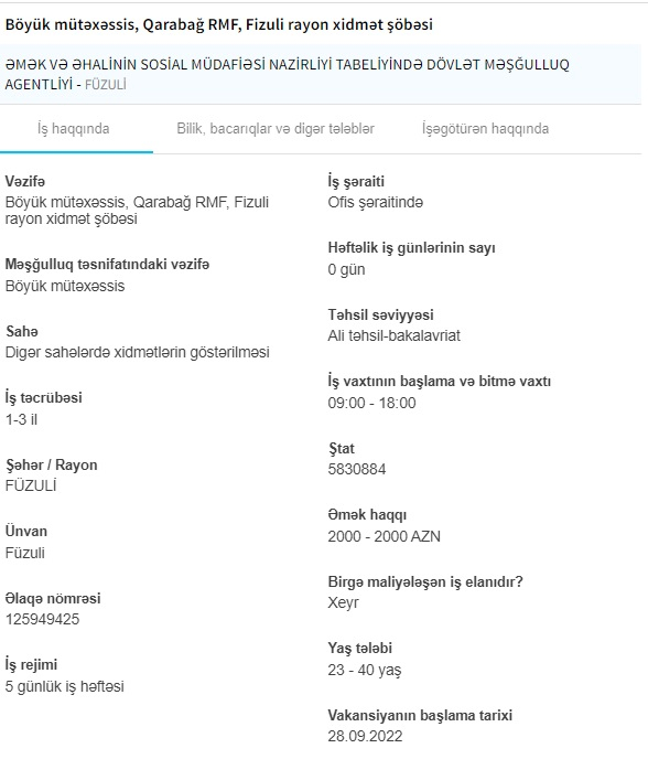 Qarabağda işləmək istəyənlərin NƏZƏRİNƏ -