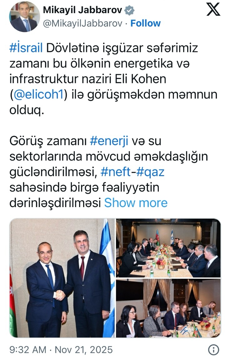 Mikayıl Cabbarov Eli Kohen ilə görüşdü